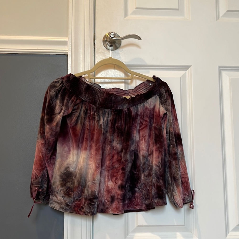 American Eagle outfitters velvet multi shades of purple grey pink cropped top